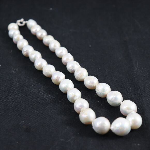 Genuine Baroque Pearl Necklace 20" with Sterling Silver Clasp - Picture 1 of 5